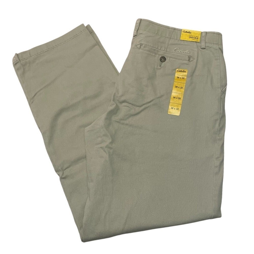 Cabela's Men's Classic Fit Chino Pants Limestone Tan‎ 36x32 NWT